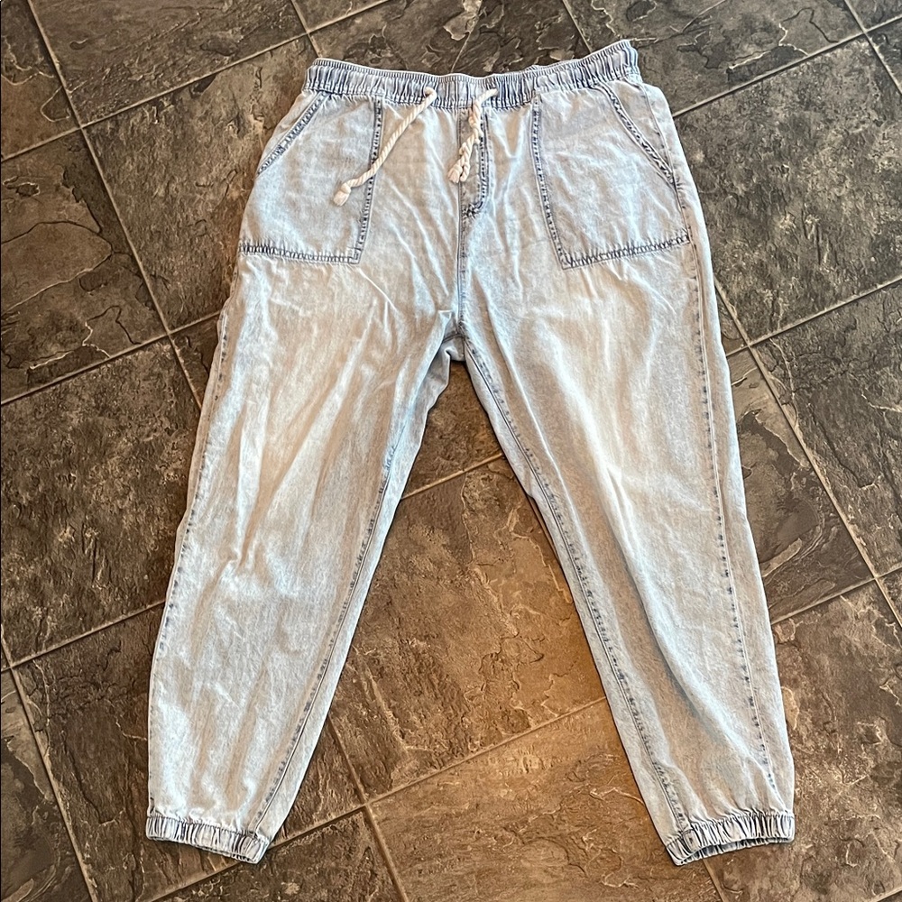 RE GENERATION BY CELEBRITY PINK Blue Y2K Acid Wash Women’s Drawstring Joggers